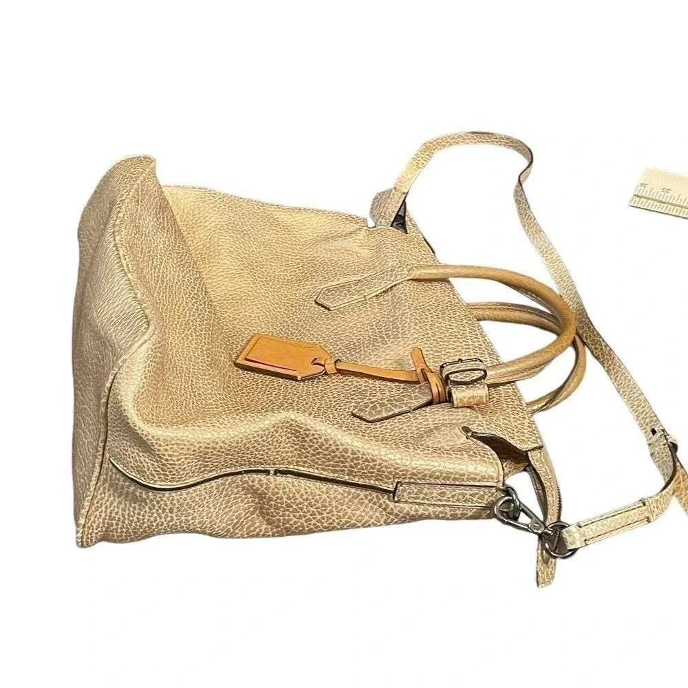 Reed Krakoff Metallic Textured Leather Satchel Crossbody Shoulder‎ Bag Gold